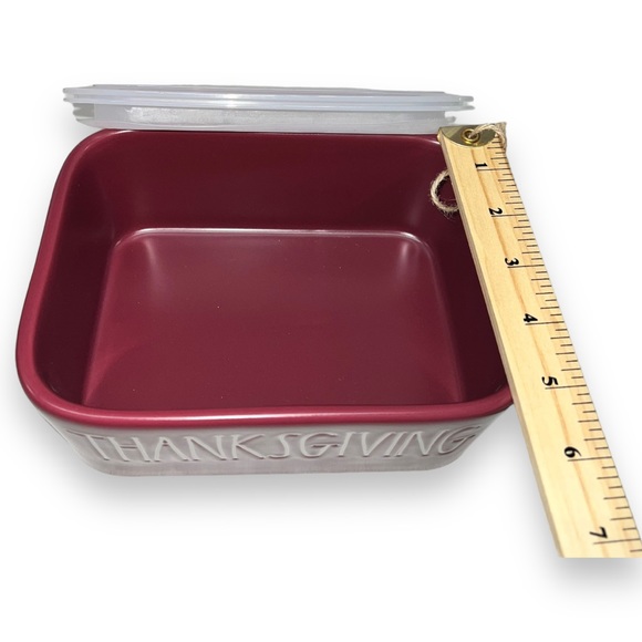 NEW Rae Dunn Red Ceramic Tupperware Thanksgiving Leftovers L 8” x W 5” x H 3” - Picture 6 of 10